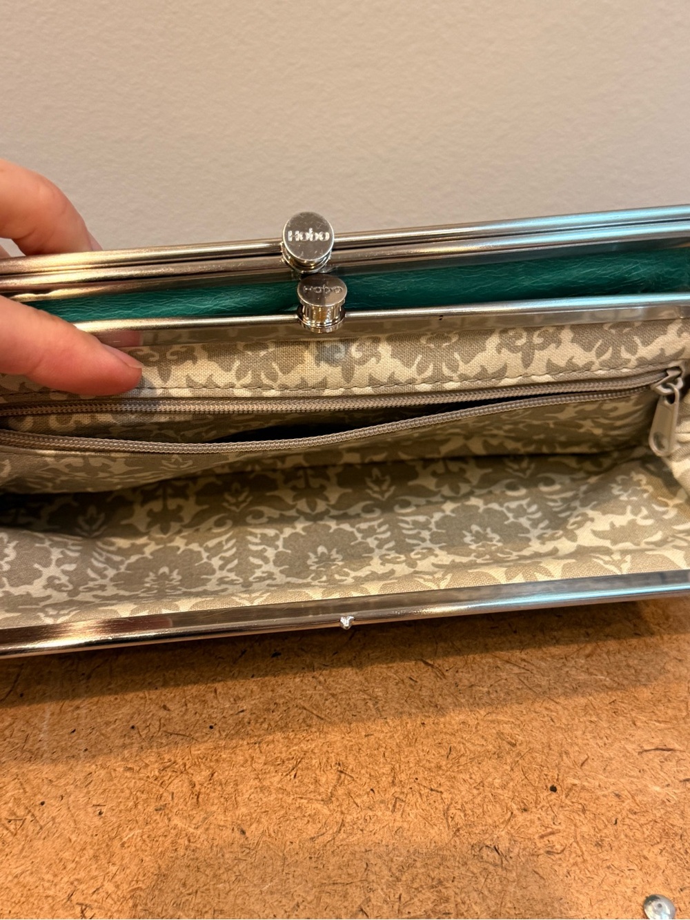 HOBO Teal Leather Frame Clutch - Picture 4 of 5